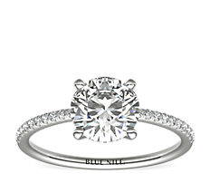 Petite Micropavé Diamond Engagement Ring in Platinum (1/10 ct. tw.)